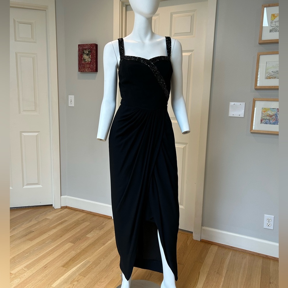 Vintage 1940’s Beaded Accent Wool Crepe Evening Gown
